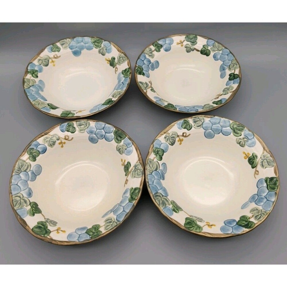 Metlox Poppytrail Blue Grape 7 3/8” Cereal Salad Bowls - Set of 4 USA